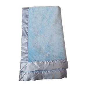 Walgreens Solid Blue Baby Blanket Satin Trim Super Soft‎ Unisex Lovey 30x40